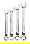21-25MM Williams Polished Chrome Reversible Ratcheting Combination Wrench Set 4 Pcs in Pouch - JHWMWS-4RC