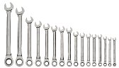 1/4"-1 1/4" Williams Polished Chrome  Combination Ratcheting Wrench Set 16 Pcs in Pouch - JHWWS-1122NRC