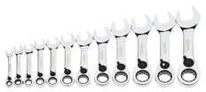 8-19MM Williams Polished Chrome Reversible Stubby Ratcheting Combination Wrench Set 12 Pcs in Plastic Tray - JHWMWS-12RCS
