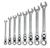 5/16"-3/4" Williams Polished Chrome Reversible Flex Head Ratcheting Combination Wrench Set 8 Pcs in Plastic Tray - JHWWS1168RCF
