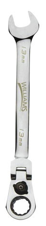 9MM Williams Polished Chrome Flex Head Reversible Ratcheting Combination Wrench 12 PT - JHW1209MRCF