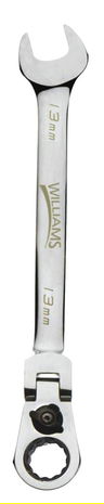 17MM Williams Polished Chrome Flex Head Reversible Ratcheting Combination Wrench 12 PT - JHW1217MRCF