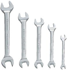 3/8x7/16"-13/16x7/8" Williams Satin Chrome Double Head Open End Wrench Set 5 Pcs in Pouch - JHWWS-1705A