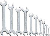 1/4x5/16"-1 1/8x1 3/16" Williams Satin Chrome Double Head Open End Wrench Set 10 Pcs in Pouch - JHWWS-1710A