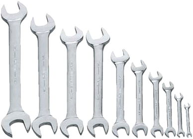 1/4x5/16"-1 1/8x1 3/16" Williams Satin Chrome Double Head Open End Wrench Set 10 Pcs in Pouch - JHWWS-1710A
