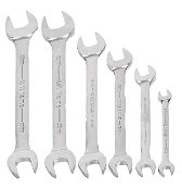 7x8"-17x19" Williams Satin Chrome Double Head Open End Wrench Set 6 Pcs in Pouch - JHWMWS-26