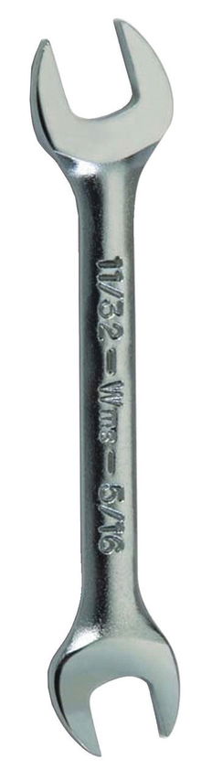 1/4x9/32" Williams Satin Chrome Short Double Head Open End Wrench - JHWOES-0809
