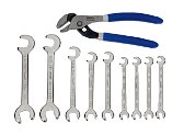3/16"-5" Williams Satin Chrome Mini Double Open End Wrench & Plier Set 10 Pcs in Pouch - JHWWS-1113CA