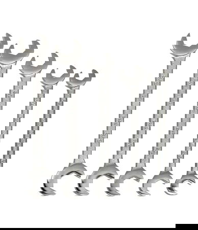 3/8"-5/8" Williams Satin Chrome Double Open End Wrench Set 5 Pcs in Pouch - JHW3780