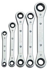 1/4x5/16"-3/4x7/8" Williams Polished Chrome Ratcheting Box Wrench Set 5 Pcs in Pouch 6 & 12 PT - JHWWS-12