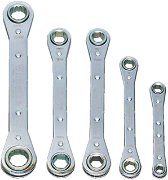 7x8 - 15x17MM Williams Polished Chrome Ratcheting Box Wrench Set 5 Pcs in Pouch 6 & 12 PT - JHWMWS-30