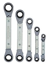 1/4x5/16"-3/4x7/8" Williams Polished Chrome Reversible Offset Ratcheting Box Wrench Set 5 Pcs in Pouch 12 PT - JHWWS-5