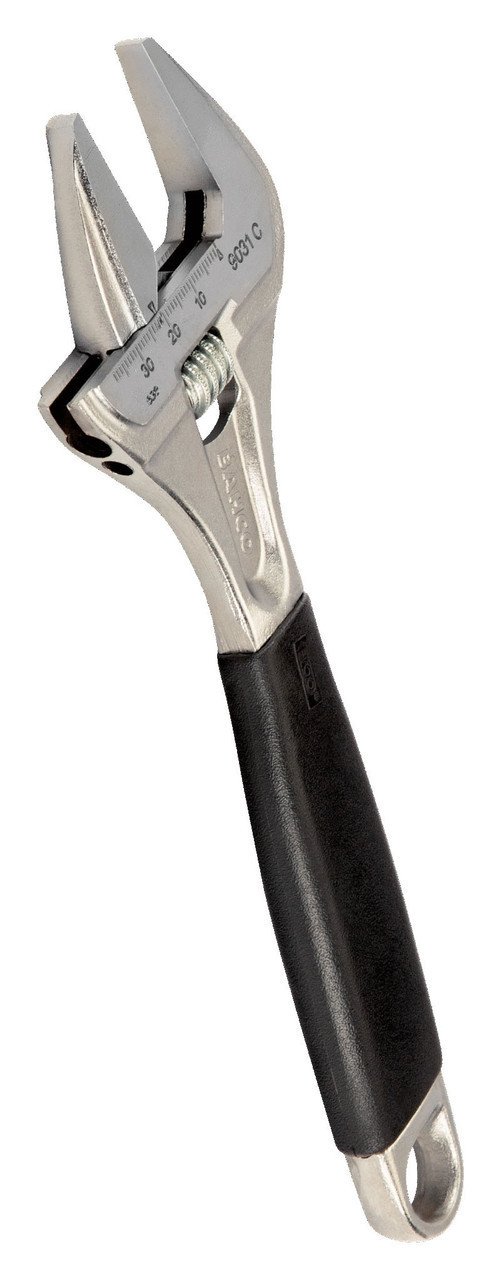 8" Williams Chrome Wide Opening Jaw Adjustable Wrench with Rubber Handle - 9031 RC US