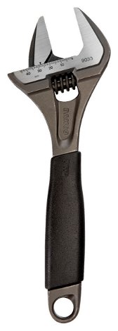 8" Williams Black Wide Opening Jaw Adjustable Wrench with Rubber Handle - 9031 R US