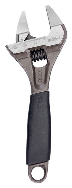 8" Williams Black Wide Opening Thin Jaw Adjustable Wrench with Rubber Handle - 9031 RT US