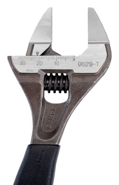 8" Williams Black Wide Opening Thin Jaw Adjustable Wrench with Rubber Handle - 9031 RT US