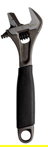 8" Williams Black Rubber Handle Adjustable Wrench with Reversible Jaw - 9071 RP US