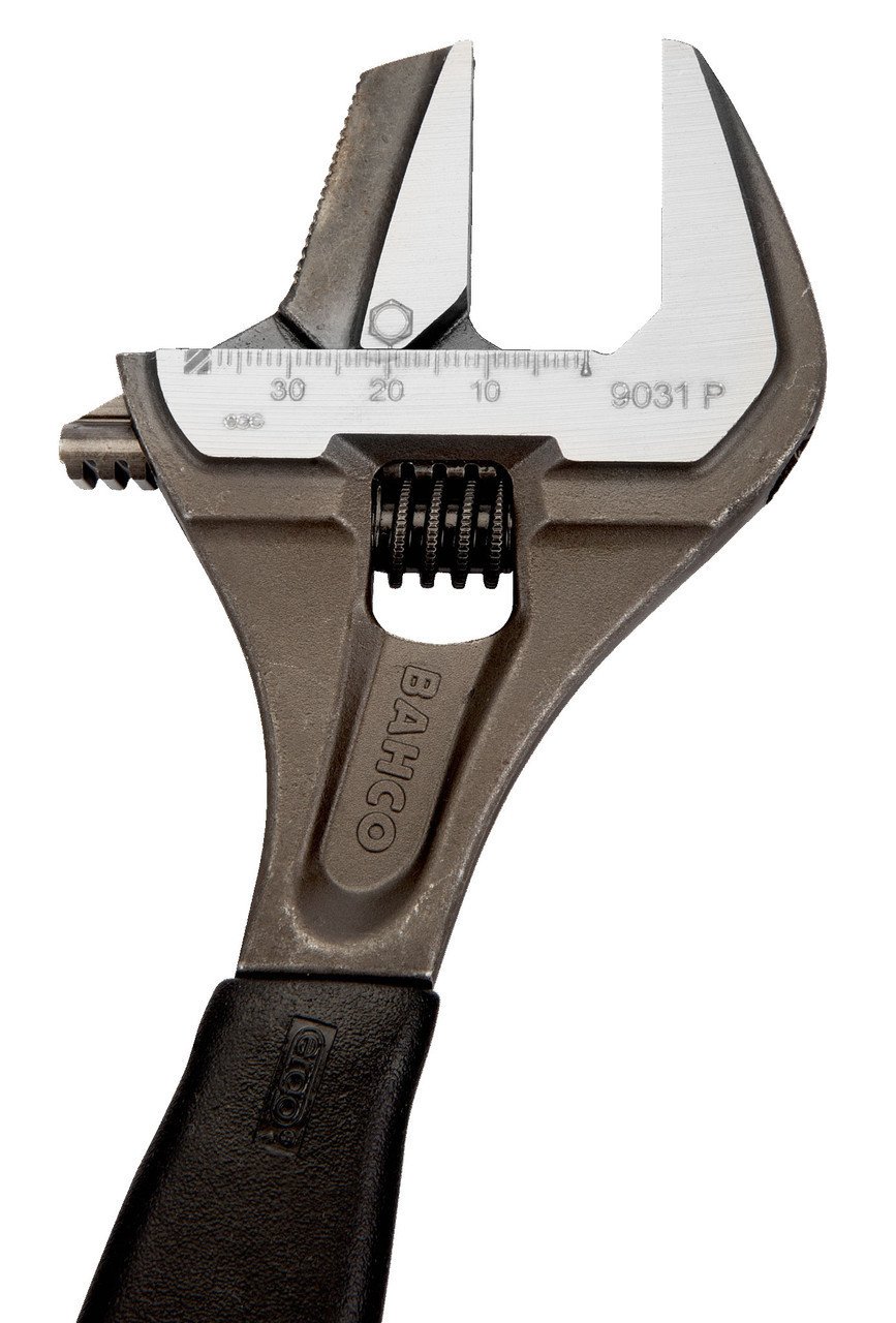 8" Williams Black Reversible Extra Wide Opening Jaw Adjustable Wrench with Rubber Handle - 9031 RP US