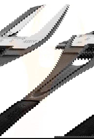 8" Williams Black Reversible Extra Wide Opening Jaw Adjustable Wrench with Rubber Handle - 9031 RP US