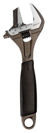 8" Williams Black Reversible Extra Wide Opening Jaw Adjustable Wrench with Rubber Handle - 9031 RP US