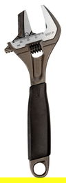 8" Williams Black Reversible Extra Wide Opening Jaw Adjustable Wrench with Rubber Handle - 9031 RP US