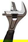 8" Williams Black Reversible Extra Wide Opening Jaw Adjustable Wrench with Rubber Handle - 9031 RP US