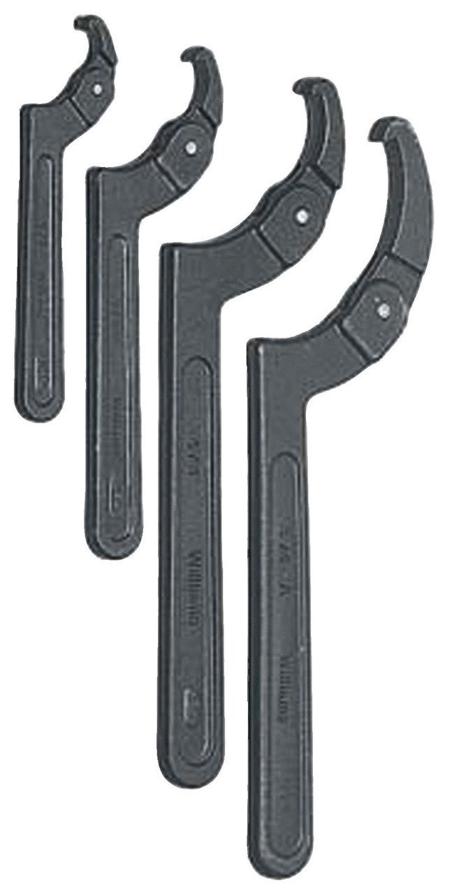 5 3/8-17 1/2 Williams Black Adjustable Hook Spanner Wrench Set 4 Pcs in