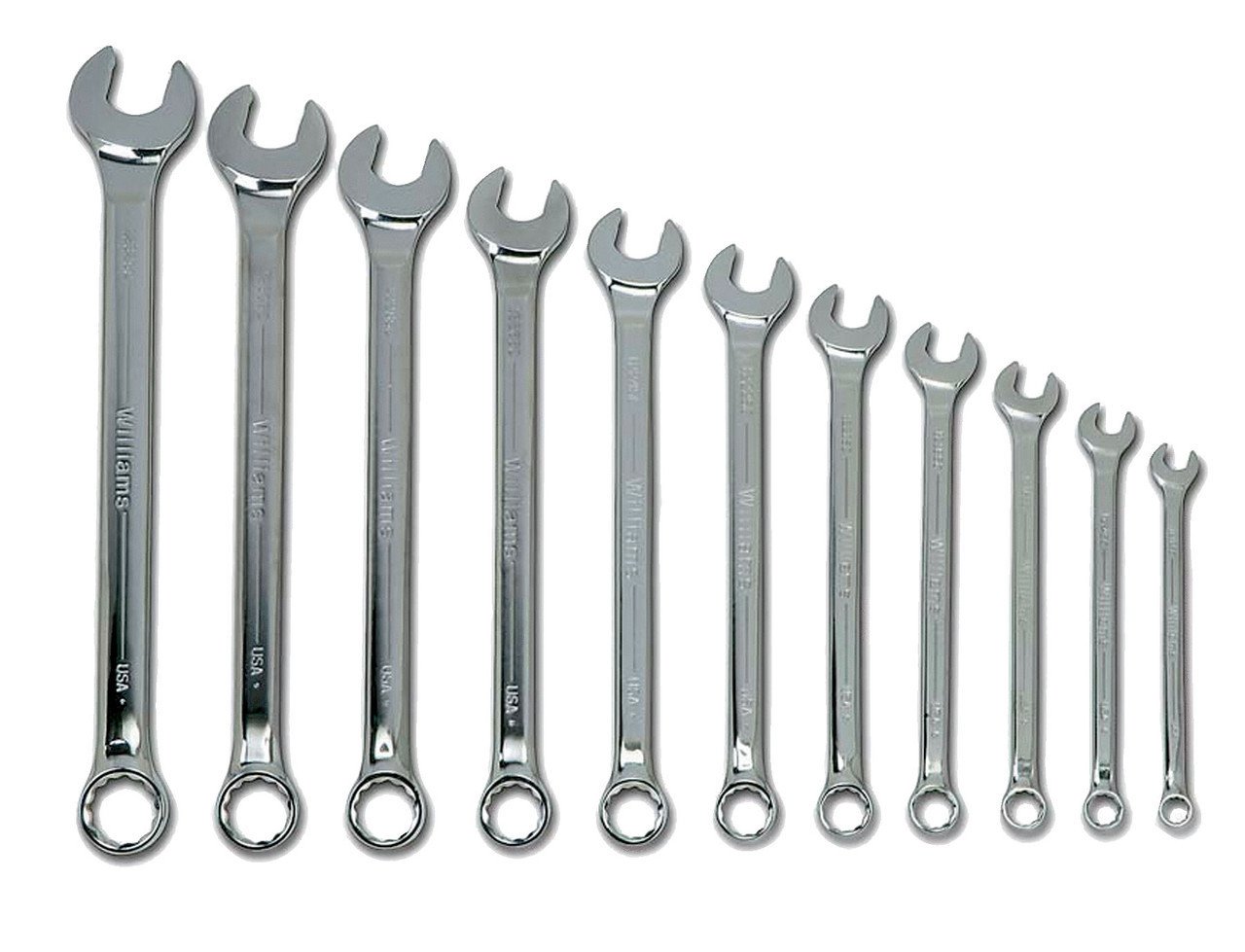 3/8"-1" Williams Polished Chrome SUPERCOMBO Combination Wrench Set 11 Pcs in Pouch - JHWWS1171SCA