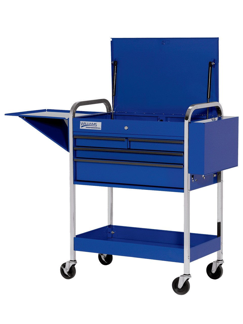 41" Williams Service Cart 4 Drawers with Lid, Rack and Shelf, Blue - JHW50721A