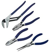 12 - 7" Williams Combination Pliers with Double-Dipped Plastic Handle Set 4 Pcs - JHWPLS-4GL