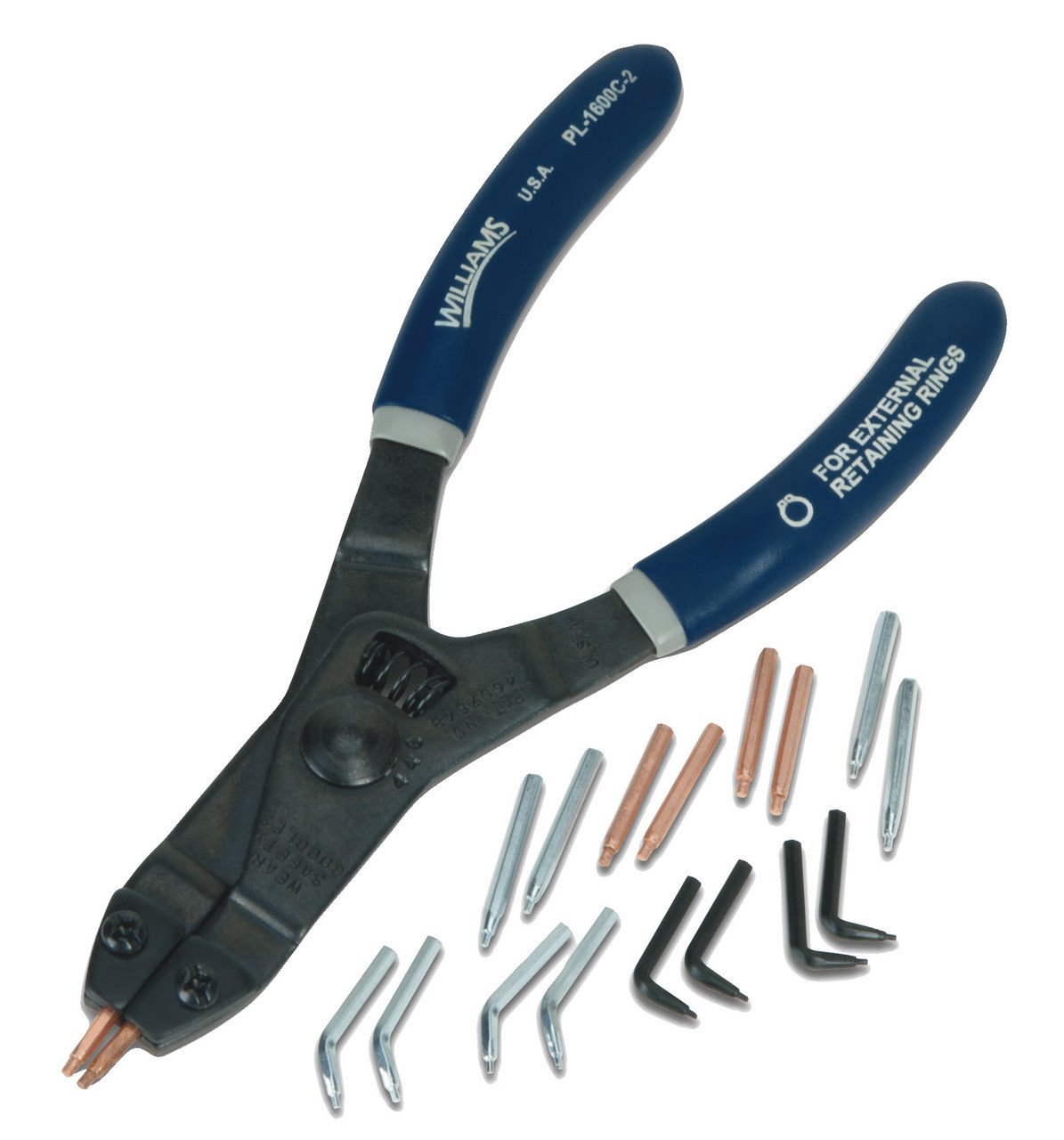 3/32" Williams Retaining Ring External Pliers with Tips - JHWPL-1600C2