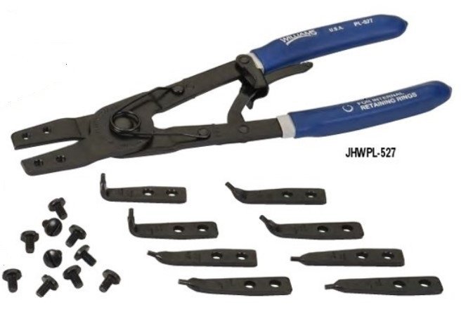 5/16" Williams Heavy Duty Retaining Ring Pliers & Tips with Double-Dipped Plastic Handle - JHWPL-527
