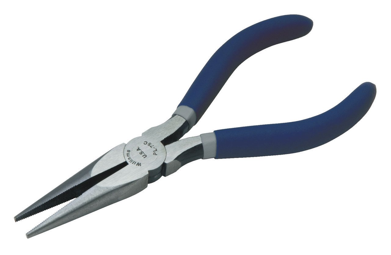 6 3/4" Williams Chain Nose Pliers with Double-Dipped Plastic Handle - JHWPL-75C