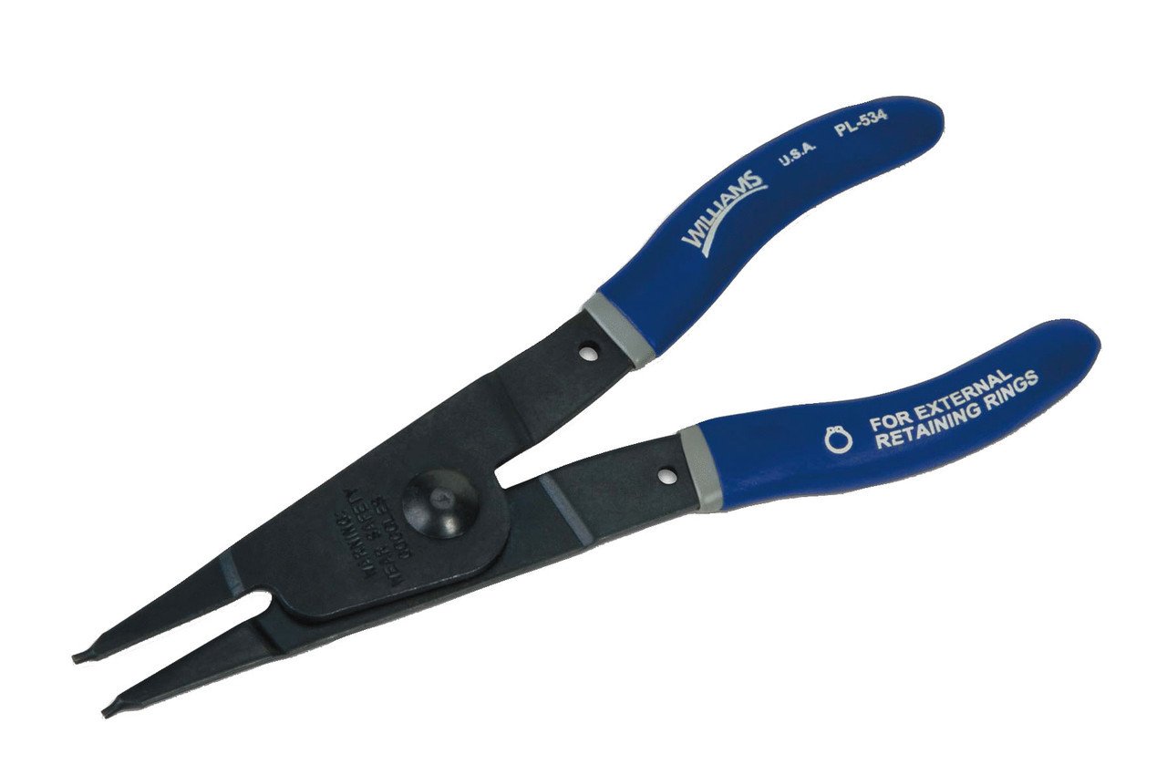 7" Williams Fixed Tip Retaining Ring Pliers External with Double-Dipped Plastic Handle - JHWPL-534