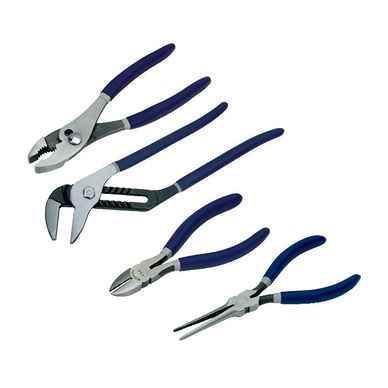 8 - 7" Williams Combination Pliers with Double-Dipped Plastic Handle Set 4 Pcs - JHWPLS-4SG