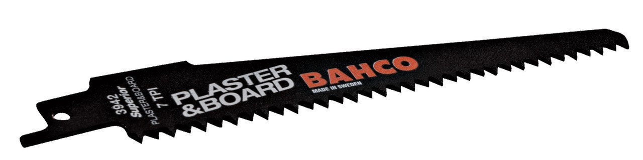 Bahco Bi-Metal Reciprocating Saw Blade For Cutting Plaster And Board 7 TPI, 6", 10 Pack - BAH920607SLT