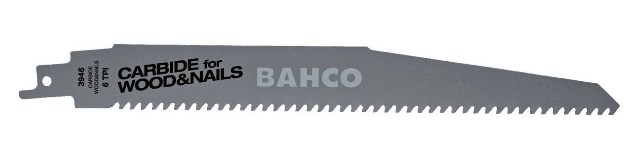 Bahco Carbon Tipped Reciprocating Saw Blade For Wood With Nail And Wall Demolition 6 TPI, 6", 1 Pack - 3946-150-6-DSL-1P