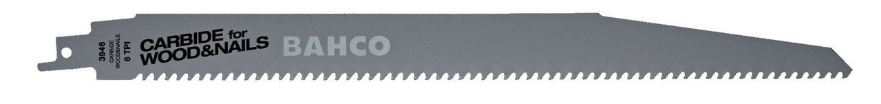 Bahco Carbon Tipped Reciprocating Saw Blade For Wood With Nail And Wall Demolition 6 TPI, 9", 1 Pack - 3946-228-6-DSL-1P