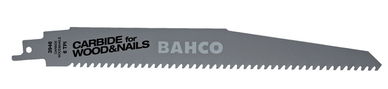 Bahco Carbon Tipped Reciprocating Saw Blade For Wood With Nail And Wall Demolition 6 TPI, 12", 1 Pack - 3946-300-6-DSL-1P