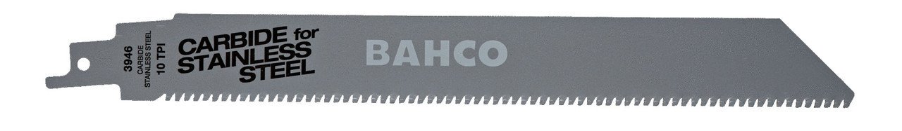 Bahco Carbon Tipped Reciprocating Saw Blade For Stainless Steel Cutting 10 TPI, 9", 1 Pack - 3946-228-10-HST-1P