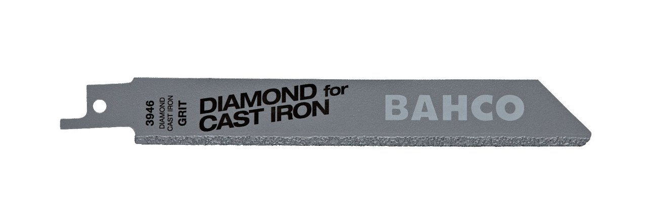 Bahco Diamond Grit Reciprocating Saw Blade For Cutting Wood, Cast Iron And Ceramic Grit TPI, 4", 1 Pack - 3946-100-DG-ST-2P