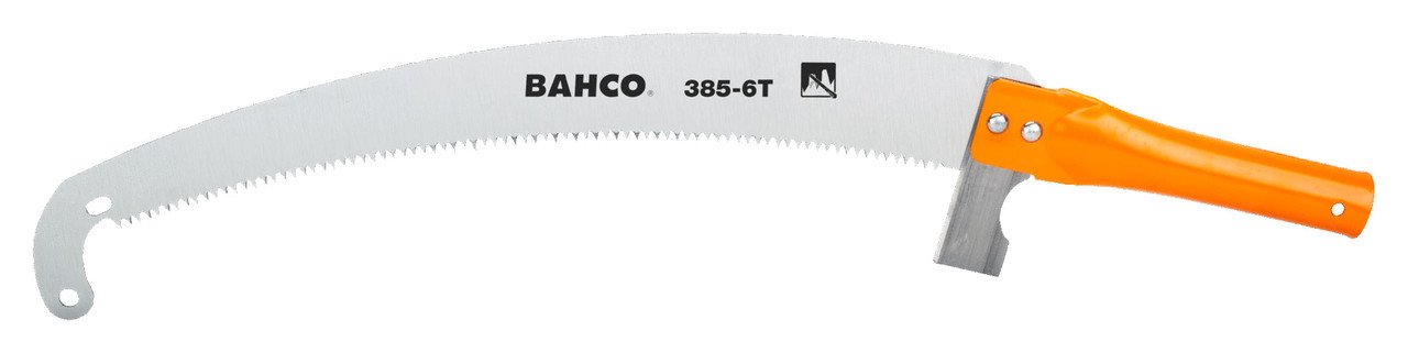 Bahco Hardpoint Toothed Pole Pruning Saw with Steel Tube Handle and Extended Hook Tip 6 TPI 360 mm - BAH385-6T