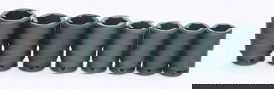 1 11/16 - 2 3/8" Williams 3/4" Dr Shallow Impact Socket Set 6 Pt 10 Pcs & Clip Rail - WS-6-10HA