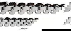 19 - 60MM Williams 3/4" Dr Shallow Socket Set 12 Pt 15 Pcs & Clip Rail - MSH-15RC