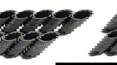 5/8 - 1" Williams 3/4" Dr Shallow Impact Socket Set 12 Pt 9 Pcs - 38925