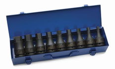 1/2 - 1 1/4" Williams 3/4" Dr Hex Driver Impact Socket Set 9 Pcs & Tool Box- 38903