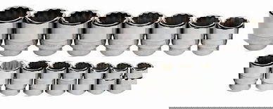 7/8 - 2" Williams 3/4" Dr Shallow Socket Set 12 Pt 16 Pcs - WSH-16RC
