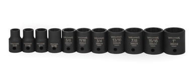 3/8 - 1" Williams 1/2" Dr Shallow Impact Socket Set 12 Pt 11 Pcs - 37923