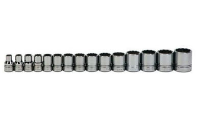3/8 - 1 1/4" Williams 1/2" Dr Shallow Socket Set 12 Pt 15 Pcs - WSS-15RC