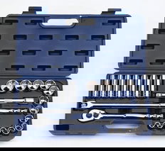 7/16 - 1" Shallow & 1/2 - 7/8" Deep Williams 1/2" Dr Socket Dr Tool Set 12 Pt 23 Pcs & Case - 50668